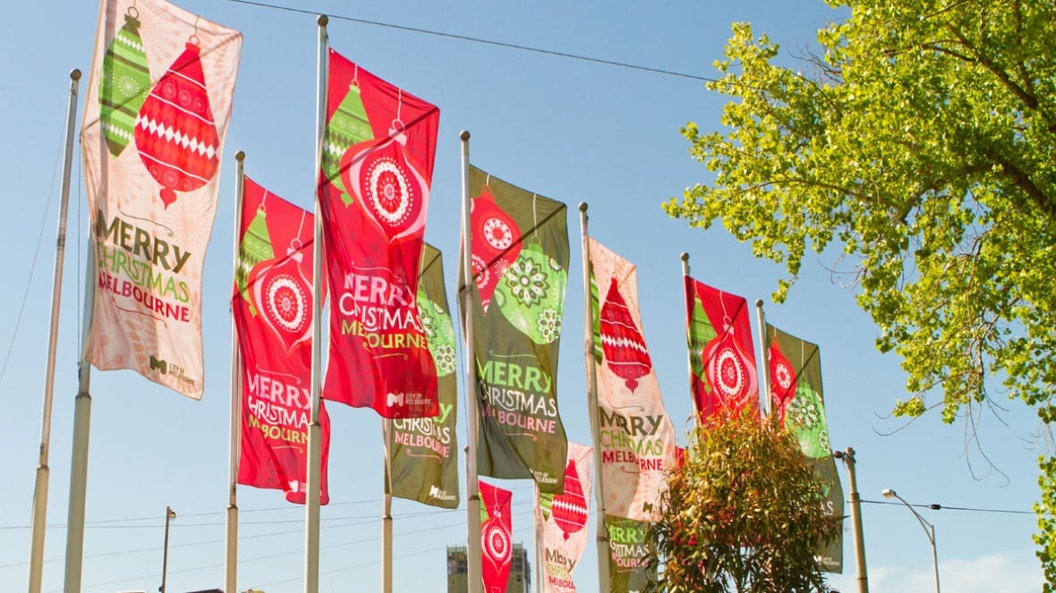 City of Melbourne : Christmas Design flag decorations 1