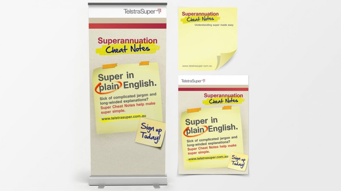 Telstra Super : Superannuation Cheat Sheet Advert Assets